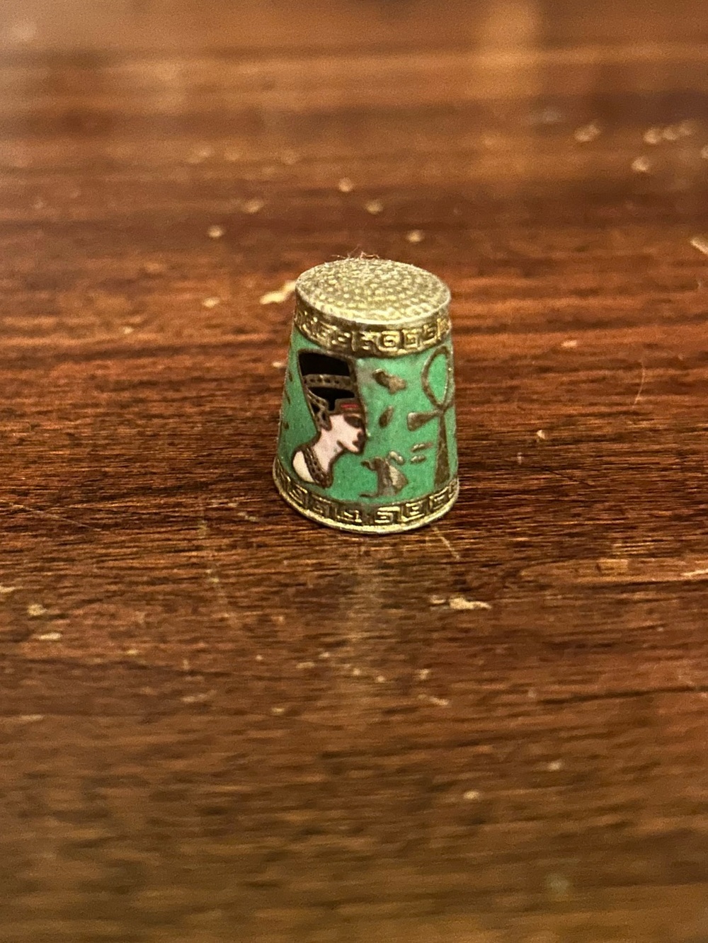 Green Egyptian Motif Thimble